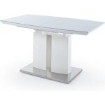 Table de salle  manger extensible en bois coloris blanc brillant - l. 140 - 180 x h. 76 x p. 80 cm