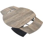 Table de salle  manger extensible en cramique effet bois clair pieds acier - longueur 120 x largeur ...