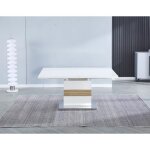 Table de salle � manger extensible coloris blanc ch�ne cambrian - longueur 140 - 180 x profondeur 90 ...