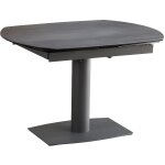 Table de salle  manger extensible ronde en acier - cramique coloris gris - longueur 120 x largeur 90 ...