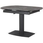 Table de salle à manger extensible ronde en acier - céramique coloris gris ardoise - longueur 120 x largeur ... Table de salle à manger extensible ronde en acier - céramique coloris gris ardoise - longueur 120 x largeur ...