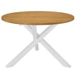 Table de salle  manger - omabeta - ronde - bois dhva massif - mdf - 120 x 75 cm