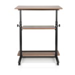 Bureau assis - debout - hjh office - workstation ii - noir / noyer - panneau de particules m�lamin� structure ...