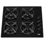 Table verre noir 4 feux gaz 59x42x47cm