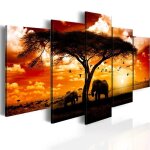 Tableau africain et ethnique oiseaux de la savane 100x50 cm - tableau deco