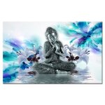 Tableau d�co ambiance zen d�co bouddha et fleurs - zen - 80x50 cm