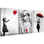 Tableau d�coration murale banksy street art - novart - n003136a - 3 cadres de 40x60 cm pr�ts � accrocher ...