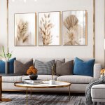 Tableau decoration murale avec cadre en aluminium 30x40cm lot de 3 posters muraux beige modernes motif ...