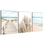 Tableau d�coration murale mer & plage de passerelle - novart - n004835a - 3 cadres de 30x40 cm pr�ts ...