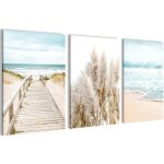 Tableau d�coration murale mer plage de passerelle - novart - n004836a - 3 cadres de 40x60 cm pr�ts � ...