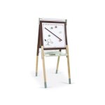 Tableau double face enfant blanche magnetique et ardoise noire craie - en bois pliable evolutif reglable ...