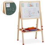 Relaxdays tableau droit enfant blanc et pour craie rglable en hauteur chevalet en bois 102 - 135 x 55 ...