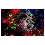 Tableau lion graffiti pop art - 80x50cm - made in france