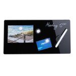 Relaxdays tableau magntique 20 x 40 cm panneau d?affichage pense - bte 3 aimants verre 20x40 cm noir ...
