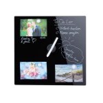 Relaxdays tableau magntique panneau d?affichage pense - bte 3 aimants verre 40x40 cm noir