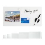 Relaxdays tableau mmo magntique verre protecteur panneau pense - bte 3 aimants 20 x40 cm blanc