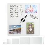 Relaxdays tableau mmo magntique verre protecteur panneau pense - bte 3 aimants 40x40 cm blanc