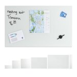 Relaxdays tableau mmo magntique verre protecteur panneau pense - bte 3 aimants 100 x 60 cm blanc