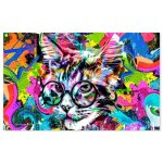 Tableau pop art chat lunette - 80x50cm - made in france