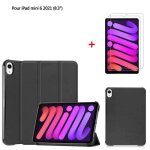 Tablette coque ipad mini 6 2021 8. 3 noir housse pu cuir avec film de protection dcran film tremp 2 ...