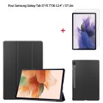 Tablette - samsung - galaxy tab s7 fe t736 / s7 lite - housse pu cuir - film de protection - antichoc ...