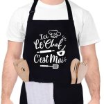 Tablier de cuisine pour homme tanche rglable tablier barbecue avec poches ide cadeau fte des pres ...