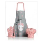 Tablier enfant - winkler - unicorn perle - 100% coton - gant de cuisine - toque