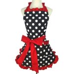 Tablier - jormftte - vintage - noir rouge et blanc - taille plus - poche et liens extra