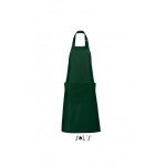 Tablier long - sol s - 88010 - vert bouteille - poches - taille unique - lavable 60�c
