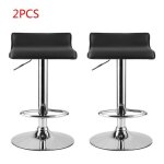Tabouret de bar lot de 2 design en cuir simili et mtal chrom - outad - rglable - noir
