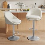 Tabouret de bar lot de 2 rglable en hauteur pivotant  360 avec dossier socle repose - pieds acier ...