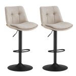 Tabourets de bar lot de 2 siège pivotant à hauteur réglable avec dossier et repose - pieds acier blanc ... Tabourets de bar lot de 2 siège pivotant à hauteur réglable avec dossier et repose - pieds acier blanc ...