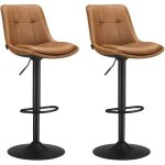 Tabourets de bar lot de 2 sige pivotant  hauteur rglable matelass en pu avec dossier et repose - ...