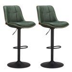 Tabourets de bar lot de 2 siège pivotant à hauteur réglable matelassé en pu avec dossier et repose - ... Tabourets de bar lot de 2 siège pivotant à hauteur réglable matelassé en pu avec dossier et repose - ...