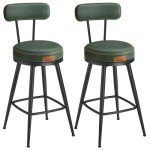 Tabouret de bar lot de 2 si�ge rembourr� pu avec coutures style moderne mi - si�cle hauteur 65 cm vert ...