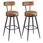 Tabouret de bar lot de 2 sige rembourr pu avec coutures style moderne mi - sicle hauteur 76 cm marron ...