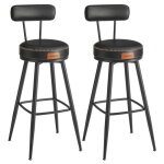 Tabouret de bar lot de 2 sige rembourr pu avec coutures style moderne mi - sicle hauteur 76 cm noir ...