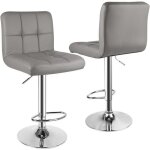 Tabouret de bar 360 pivotant lot de 2 en cuir pu hauteur rglable 85 - 115 cm gris