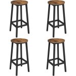 Tabouret de bar lot de 4 siège haut cadre en métal montage facile avec repose - pieds marron rustique ... Tabouret de bar lot de 4 siège haut cadre en métal montage facile avec repose - pieds marron rustique ...