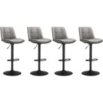 Vasagle tabourets de bar lot de 4 si�ge pivotant � hauteur r�glable matelass� en pu avec dossier et repose ...