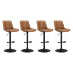 Tabourets de bar lot de 4 sige pivotant  hauteur rglable matelass en pu avec dossier et repose - ...