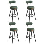 Tabouret de bar lot de 4 si�ge rembourr� pu avec coutures style moderne mi - si�cle hauteur 65 cm vert ...