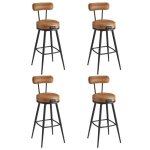 Tabouret de bar lot de 4 siège rembourré pu avec coutures style moderne mi - siècle hauteur 76 cm marron ... Tabouret de bar lot de 4 siège rembourré pu avec coutures style moderne mi - siècle hauteur 76 cm marron ...