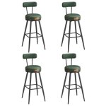 Tabouret de bar lot de 4 si�ge rembourr� pu avec coutures style moderne mi - si�cle hauteur 76 cm vert ...