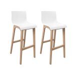 Lot de tabourets de bar tanna en chne et assise plastique blanche 75cm