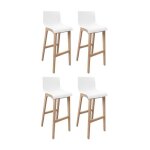 Lot de tabourets de bar tanna en ch�ne et assise plastique blanche 75cm