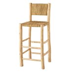 Tabouret de bar bois dossier align� naturel 40x40x108 cm