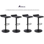 Tabourets de bar carr�s en cuir noir - quiienclee - lot de 4 - r�glables en hauteur