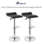 Tabourets de bar carre de style europen - quiienclee - lot de 2 - noir - rglable en hauteur