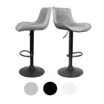 Tabouret de bar cifunzero en cuir motif en losange style de grand coussin lot de 2 gris clairs